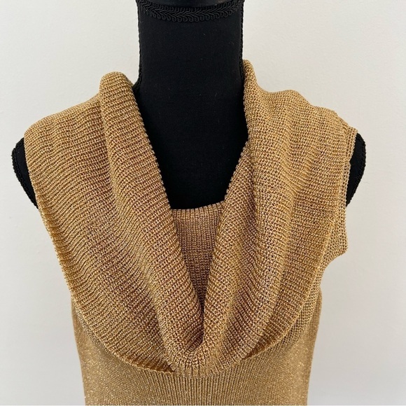 Linda Allard Ellen Tracy Gold Shimmer
Cowl Neck Sleeveless Sweater - Picture 2 of 10
